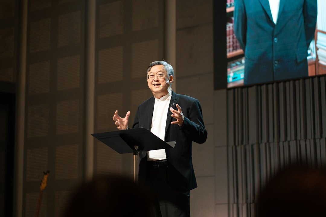person speaking confidently on stage