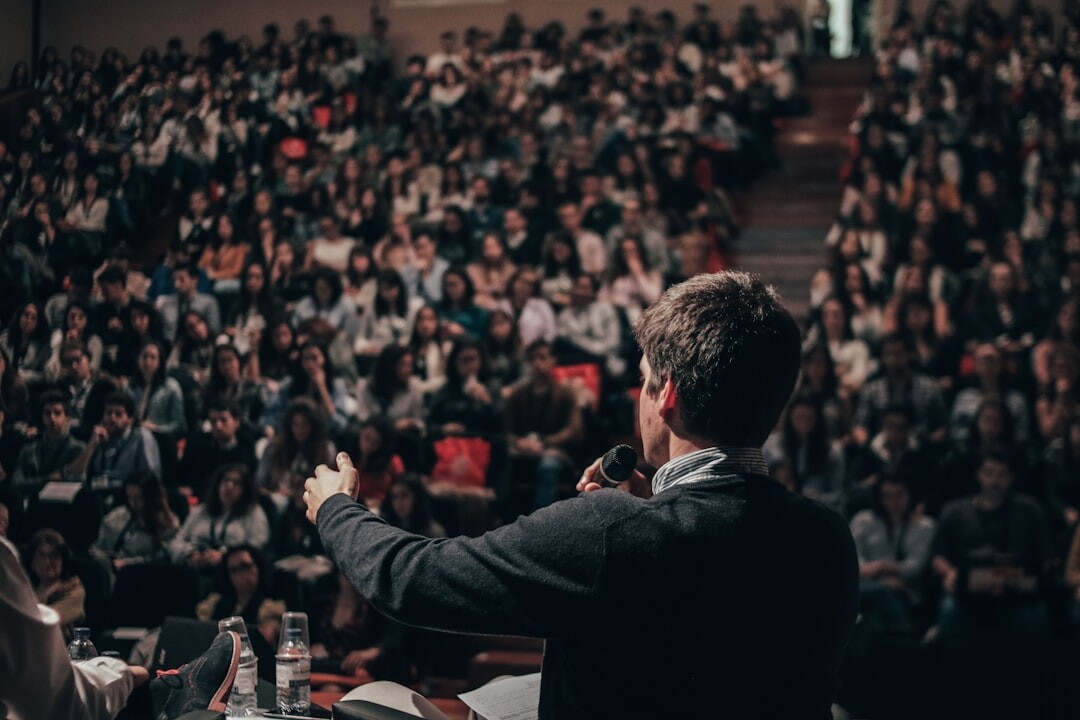 person speaking in meeting